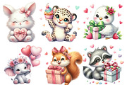 Cute Valentine Animal Clipart Bundle, an Illustration by Designworld (Thumbnail 3 of 5)