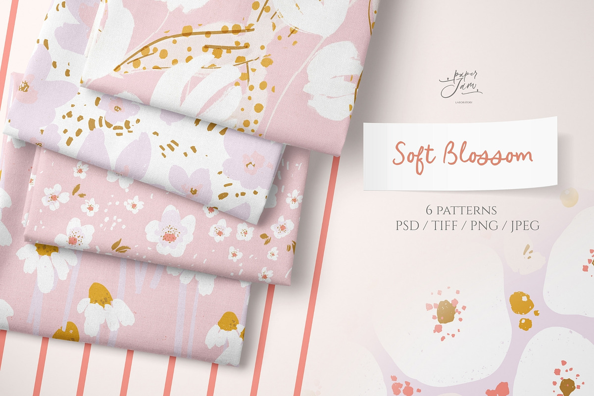 Soft Blossom Floral Patterns, a Pattern Graphic by PaperJamLab (Photo 1 of 13)