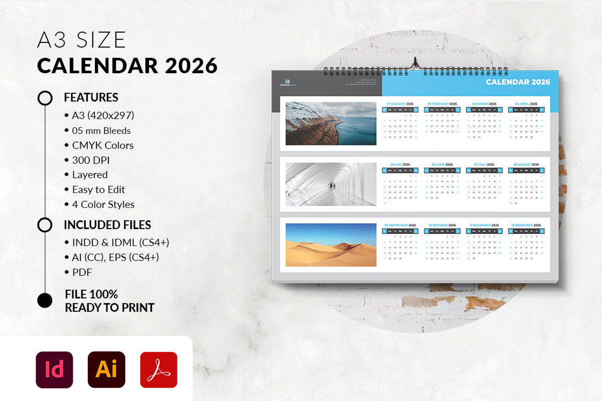 2026 Landscape Calendar Printable