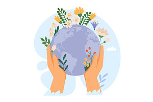 Human hands holding Earth. World, an Object Illustration by YummyBuum