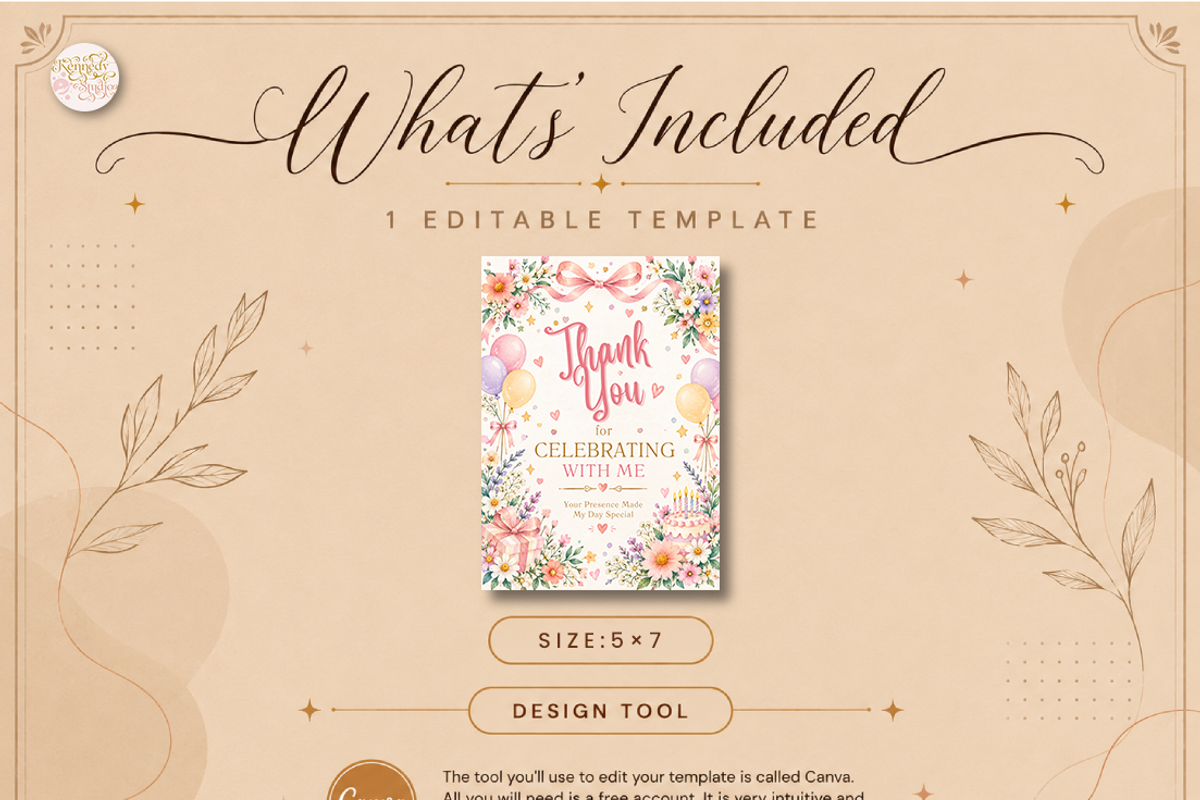 Birthday Thank You Favor Tag Canva, a Marketing Template by KennedyStudio (Photo 6 of 6)
