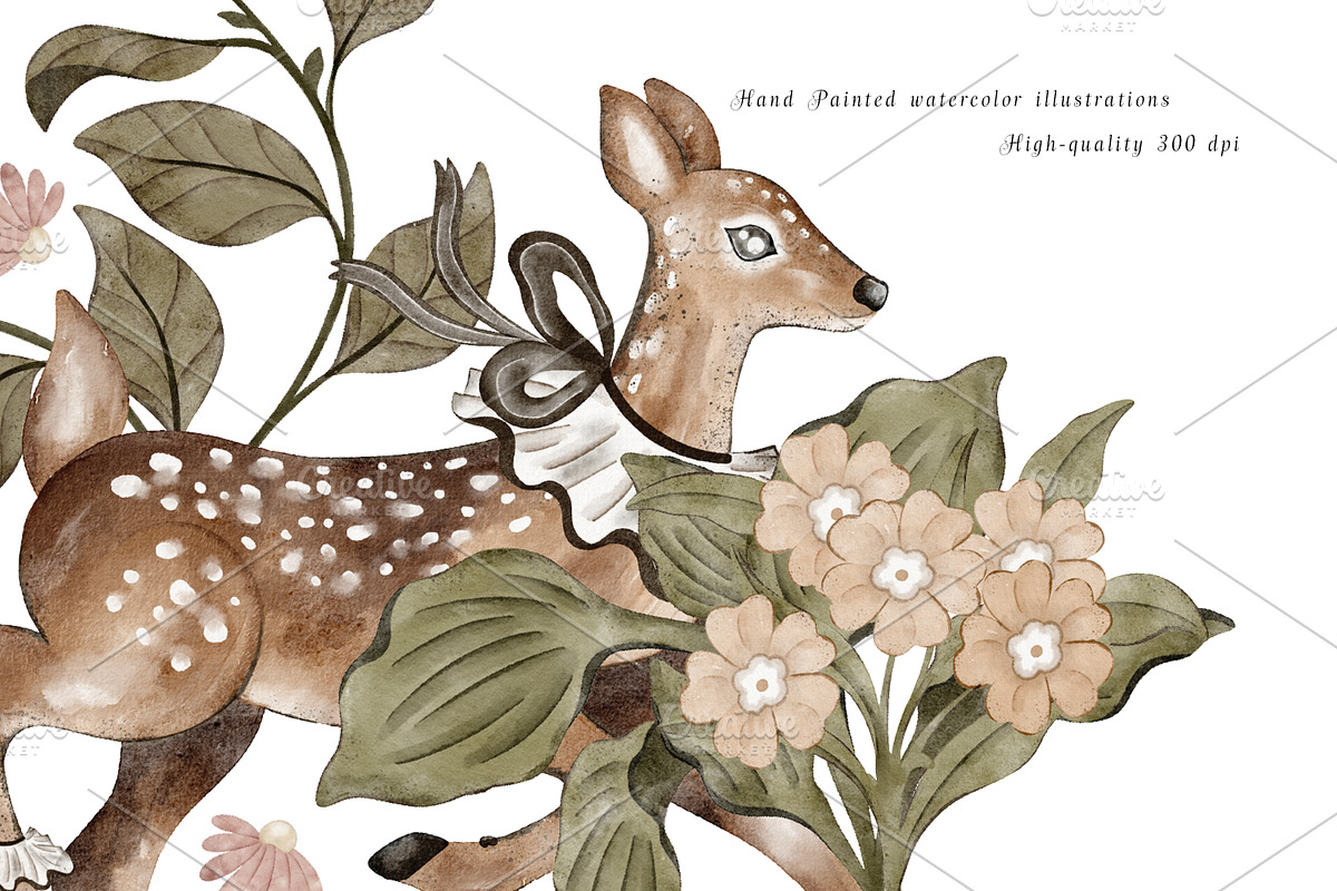 Watercolor Dark Forest Nursery Set, an Animal Illustration by Pati Paints (Photo 7 of 13)