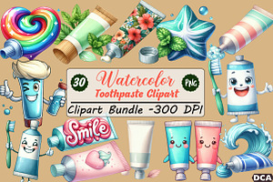 Toothpaste Clipart, an Illustration by DreamCafeArt