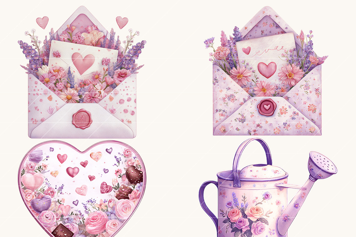 Watercolor Sweet Valentine Clipart, an Object Illustration by Design Scotch (Photo 10 of 10)