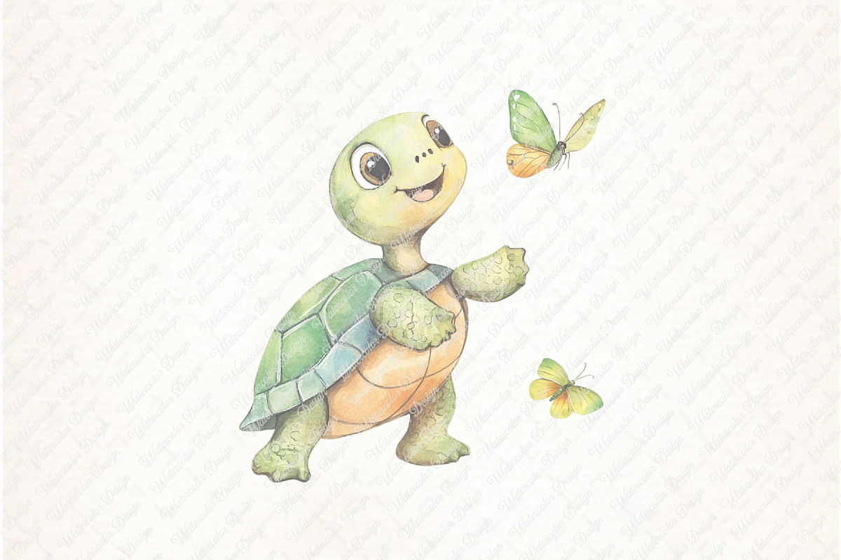 Watercolor Baby Turtle Clipart, an Illustration by Watercolor design (Photo 11 of 12)