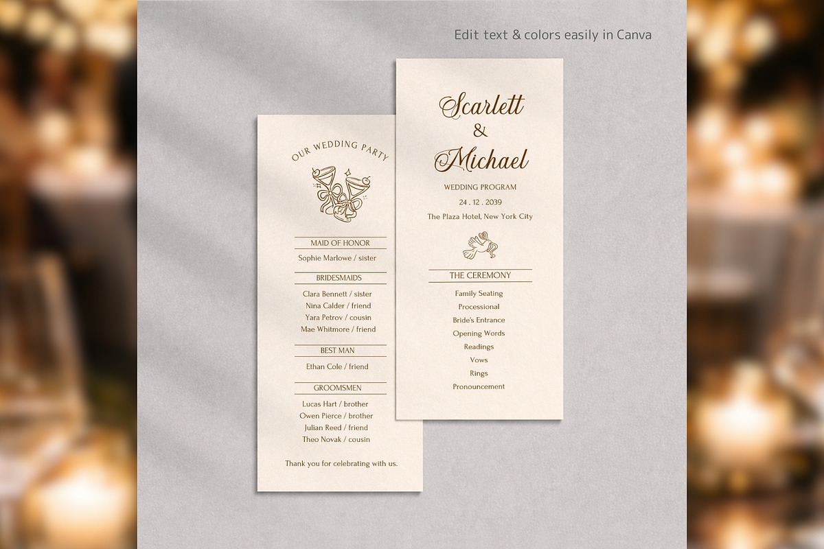 Luxury Wedding Program Canva bd004, a Card Template by TyphoonStudio (Photo 4 of 8)