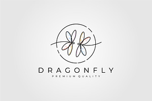 Dragonfly Line Art Logo Minimalist