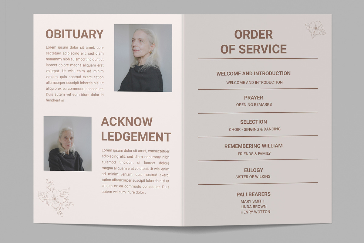 Simple Funeral Program Template, a Stationery Template by MightyDesign (Photo 3 of 6)