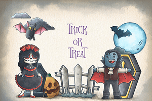 Halloween Watercolour Illustrations