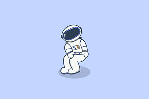 Cartoon Astronaut Standing