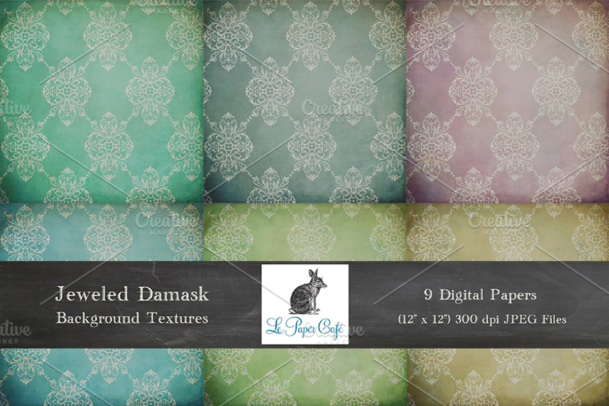 Jeweled Damask Background Textures