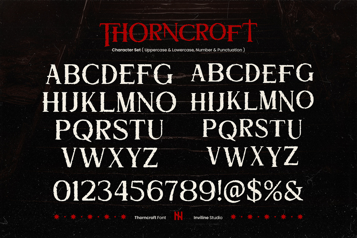 Thorncroft - Serif Grunge Horror, a Serif Font by Inviline.co (Photo 3 of 15)