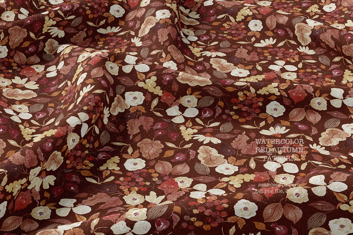 Red Autumn Watercolor Pattern, a Pattern Graphic by Webvilla Studio (Photo 6 of 7)