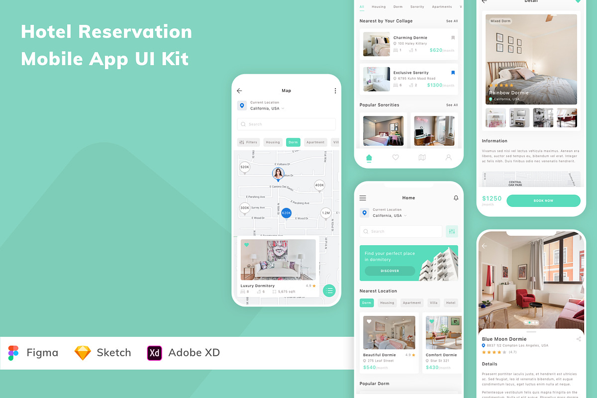 Hotel Reservation Mobile App UI Kit, an UI Kit Template by Betush