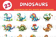 DINOSAURS watercolor JPG white backg, an Animal Illustration by John_Walker (Thumbnail 1 of 2)