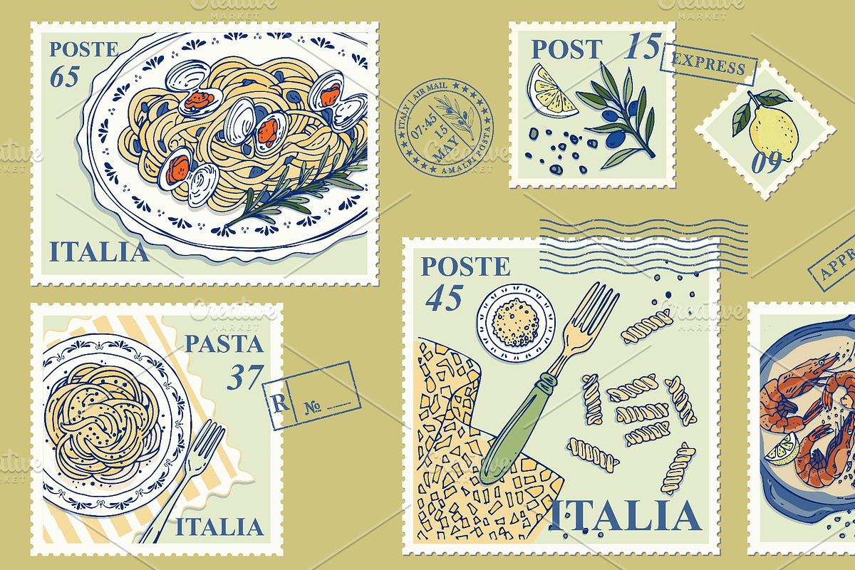 Italian pasta postage stamp, an Object Illustration by Zimages (Photo 3 of 3)