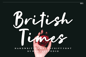 British Times - Bold Script Font, a Script Font by Fikryal Studio