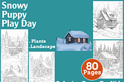 Cozy Cabin in Deep Snow Coloring Pag, an Animal Illustration by martinblan (Thumbnail 1 of 4)