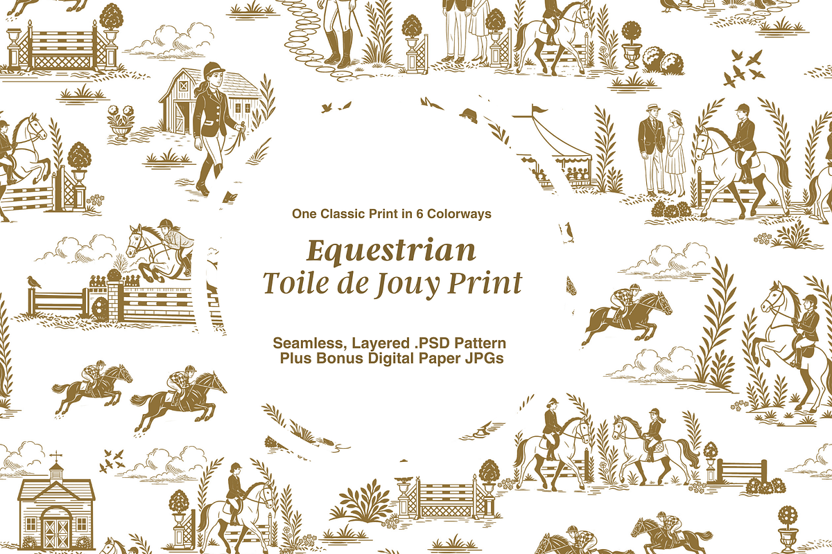 Equestrian Illustrated Print, a Pattern Graphic by Hughes Studio (Photo 1 of 8)