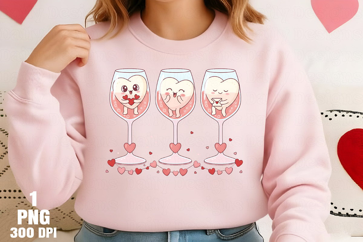 Kawaii Hearts in Wine Glasses PNG, an Illustration by Daily.Designs (Photo 2 of 5)