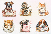Funny Dog and Cat Postage Stamps, an Illustration by CreationArt (Thumbnail 7 of 9)