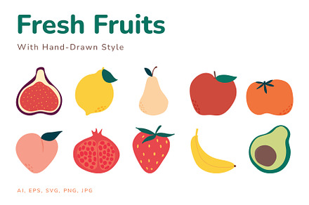 Fresh fruits vector set, a Graphic by Vectorwins Premium Shop