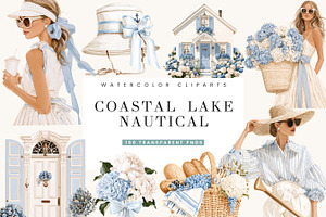 Coastal Lake Nautical Clipart Bundle