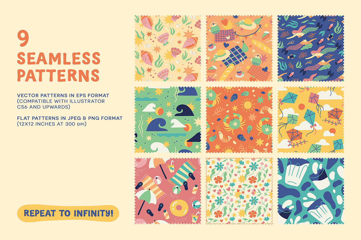 Summer Day Patterns - Vector, a Pattern Graphic by Carole Chevalier (Photo 2 of 9)