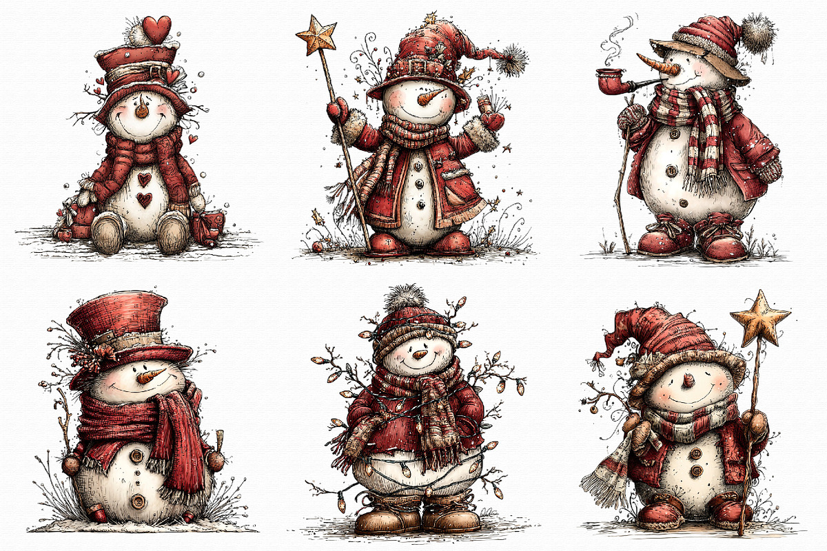 Festive Snowman Winter Clipart, an Illustration by Libby Wishes (Photo 6 of 8)
