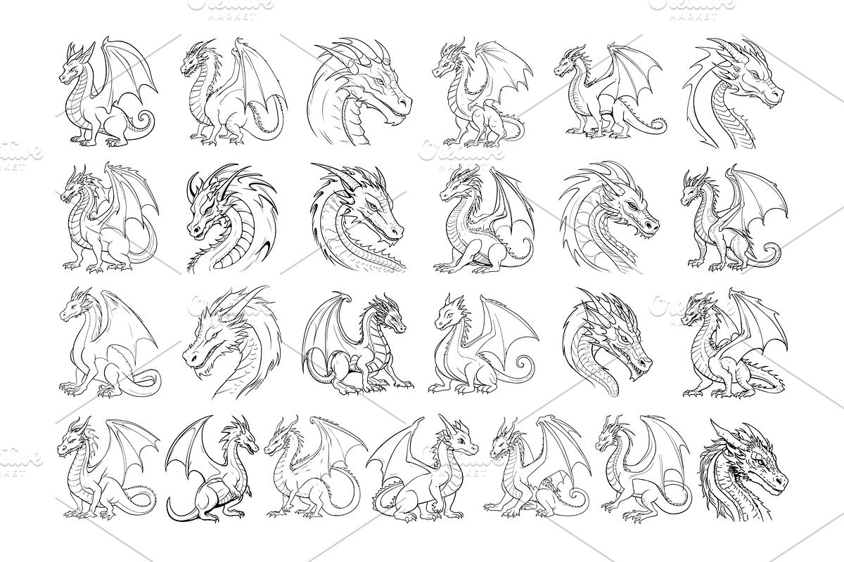 50 Dragon Procreate Stamps Brushes, a Brush Add-On by Procreate Sale (Photo 5 of 6)