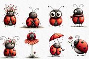 Quirky Ladybug Clipart, an Illustration by Watercolor design (Thumbnail 2 of 6)