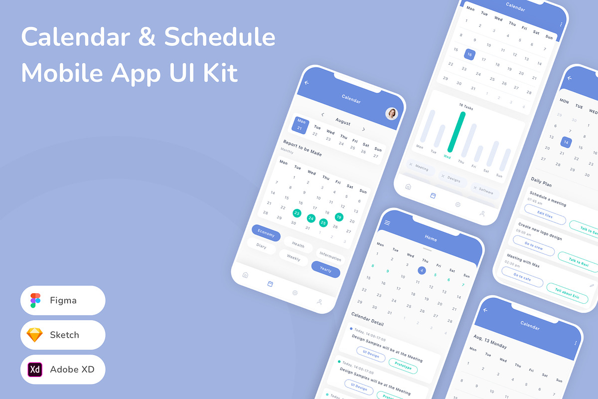 Calendar Schedule Mobile App UI Kit, an UI Kit Template by Betush ...
