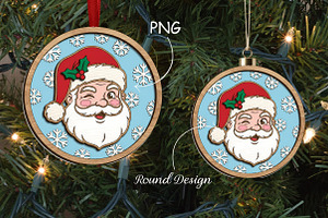Winking Santa Claus Ornament SVG, a Seasonal Illustration by CrexoraLab