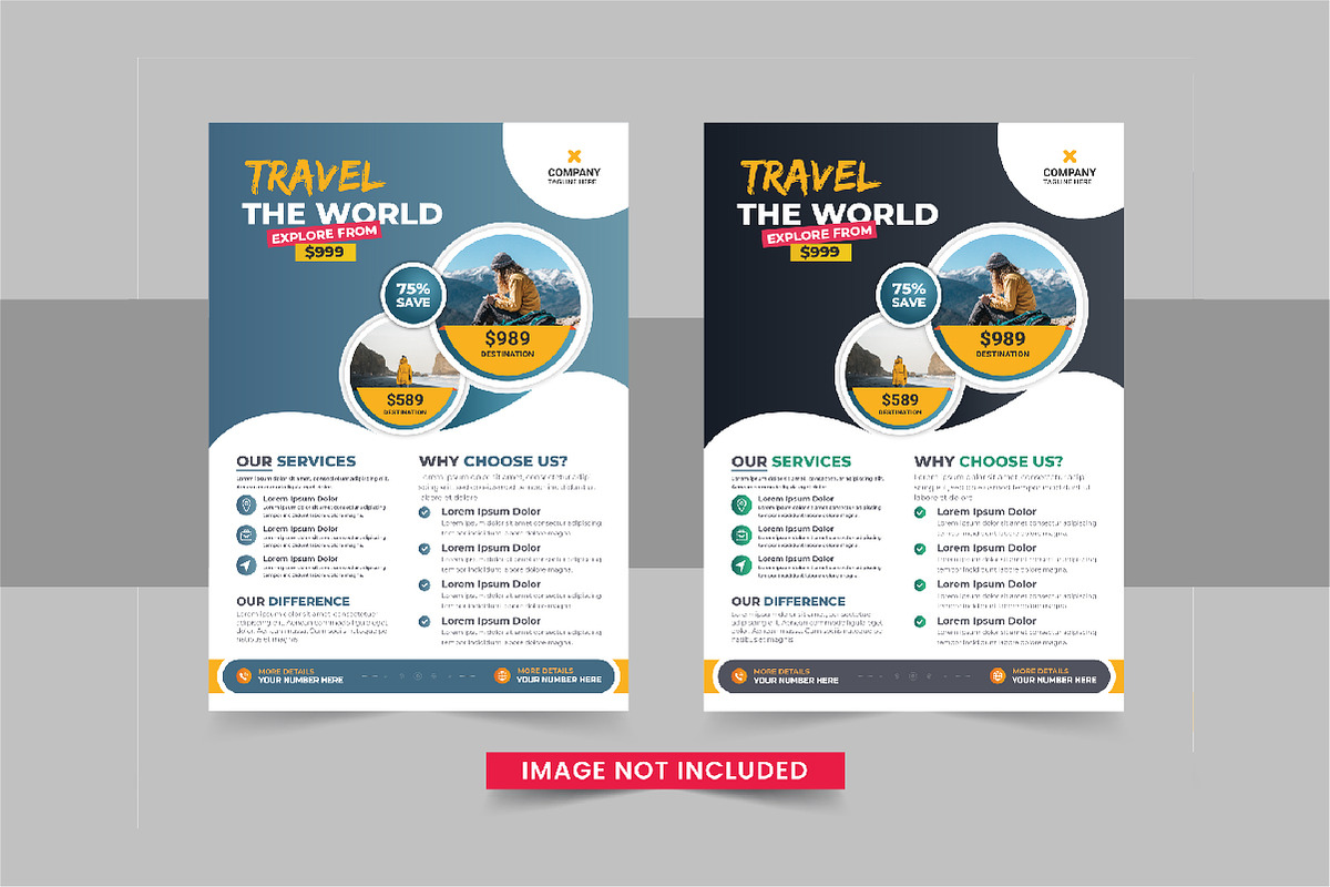 Travel Flyer Design, tour flyer set, a Flyer Template by Pavel_design (Photo 2 of 11)