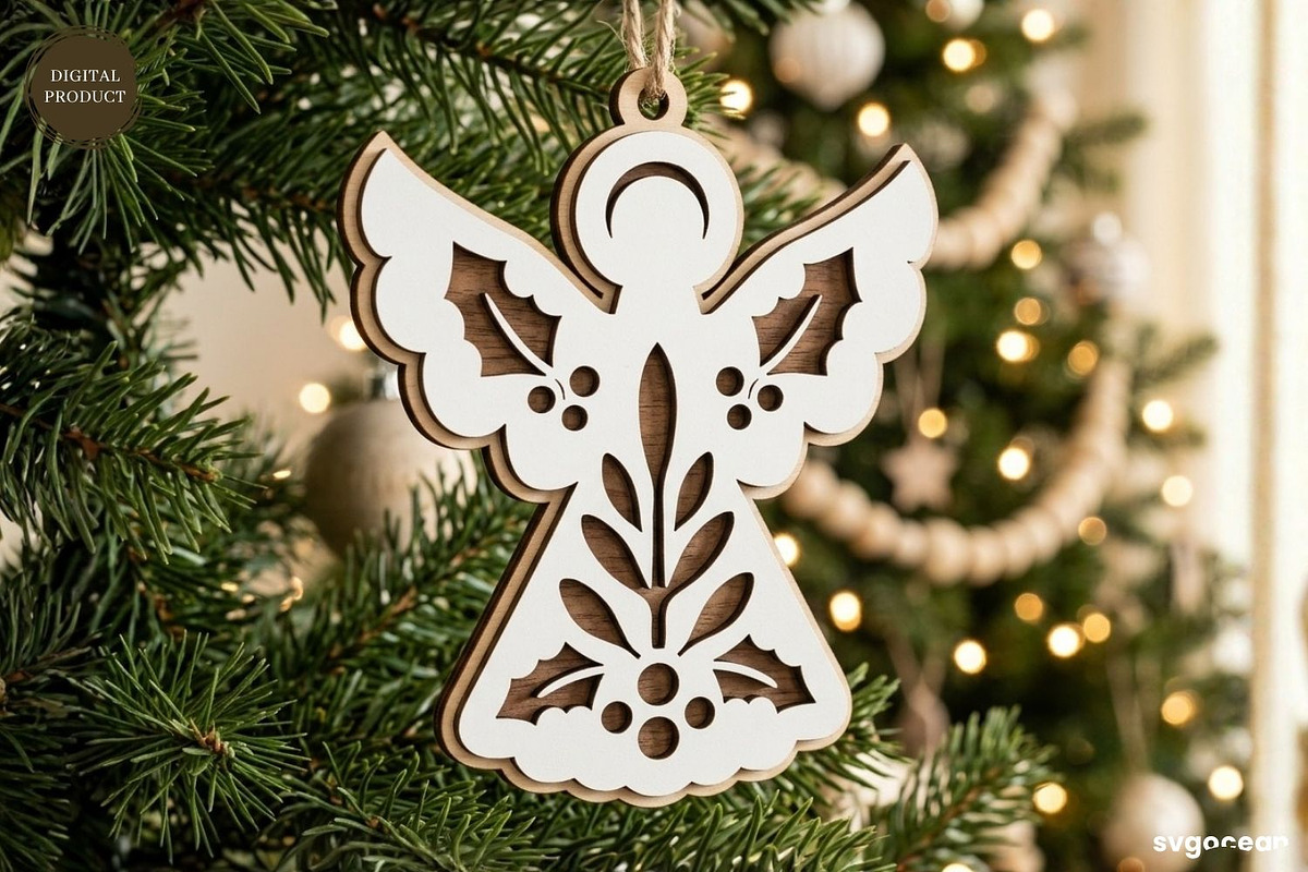Nativity Angel Ornament SVG Bundle, a Decorative Illustration by svgocean (Photo 5 of 7)