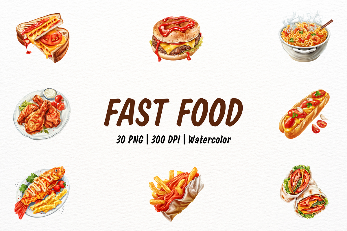 Watercolor Hyperrealistic Fast Food, a Food Illustration by New-School-Wave (Photo 1 of 5)