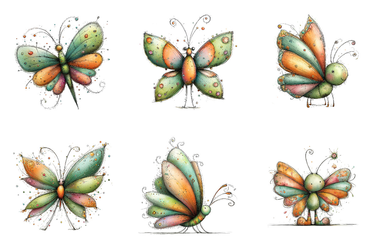 Whimsical spring butterfly clipart, an Illustration by SinaCreation (Photo 4 of 11)