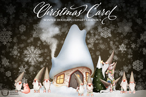 Christmas Carol Gnomes Clipart, an Illustration by Watercolor Nomads