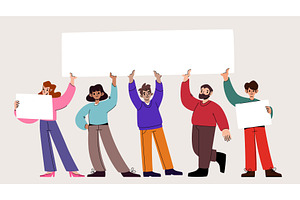 Diverse group people protesting, a Person Illustration by art PVP - market