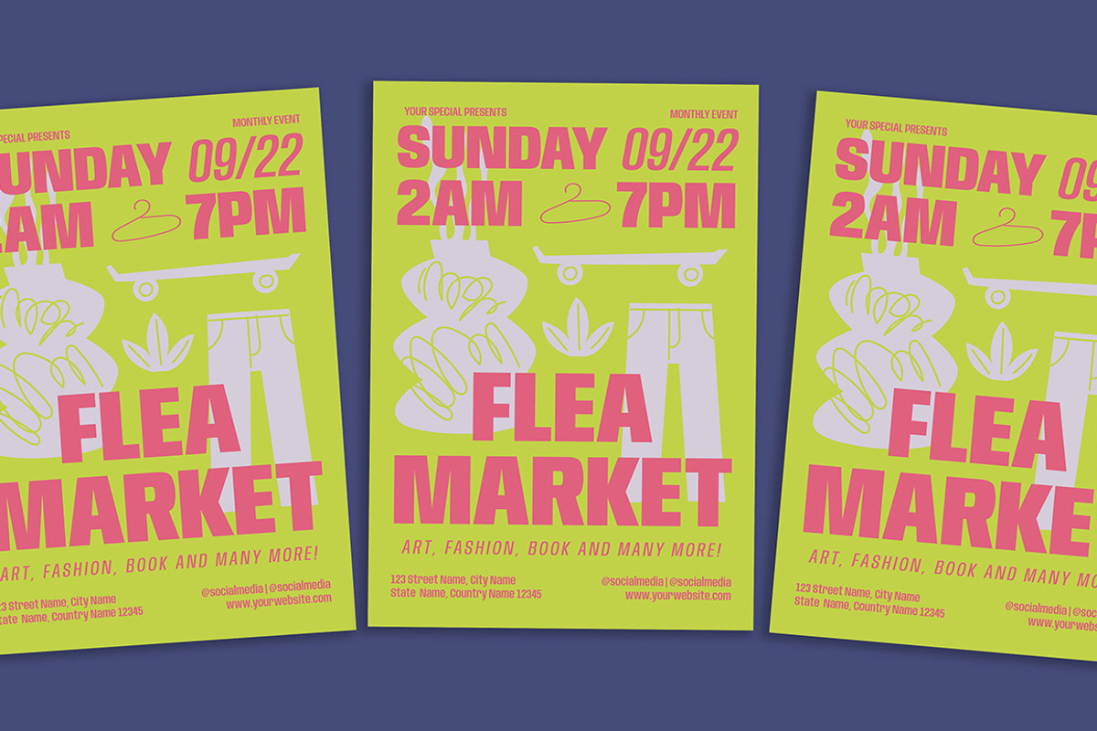Bold Modern Flea Market Flyer, a Flyer Template by Gumico Studio. (Photo 1 of 3)