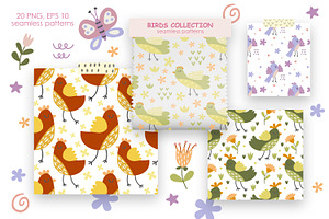 Cute Birds And Flowers Collection.