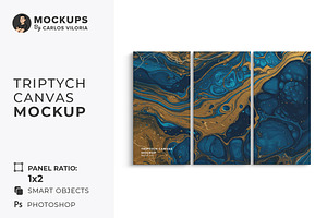 Triptych Canvas Mockup – Ratio 1x2