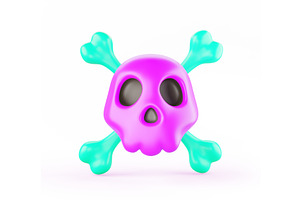 Skull With Crossbones 3d Render Icon