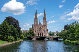 Saint Paul Church along the Ill river in Strasbourg, an Architecture Photo by GoodGoods
