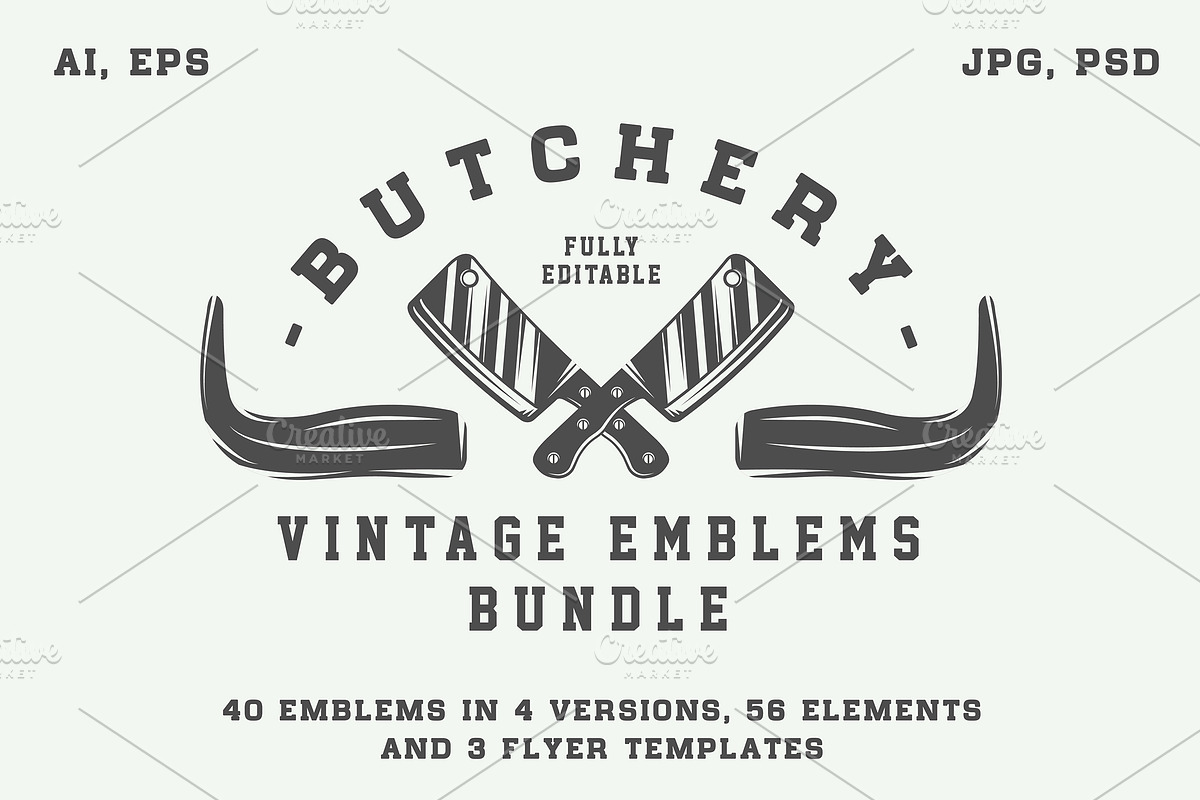 Vintage butchery emblems, a Branding & Logo Template by AkimD (Photo 1 of 15)