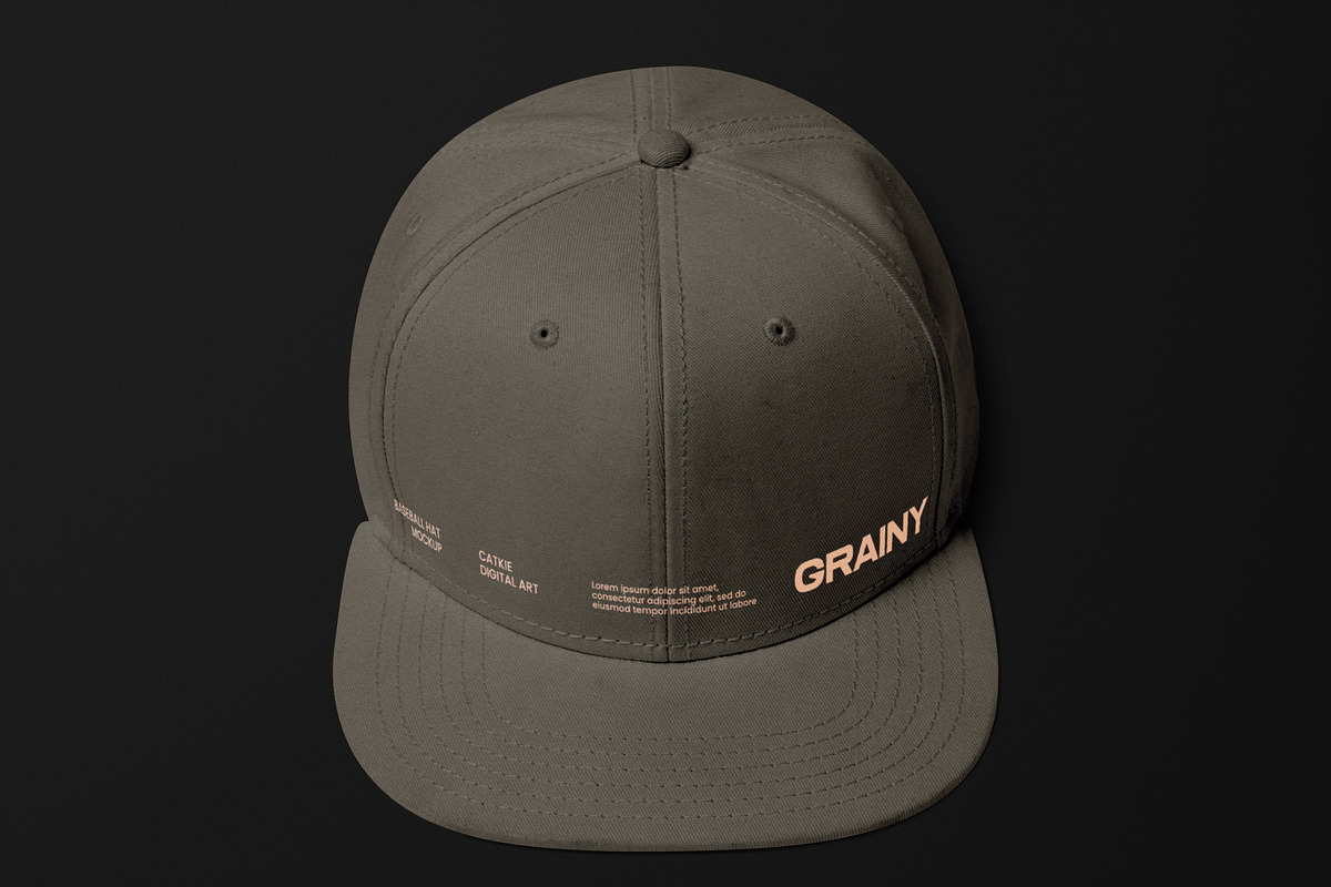 GRAINY Baseball Hat Mockup Kit, a Hat Mockup by Catkie - Digital Art (Photo 6 of 9)