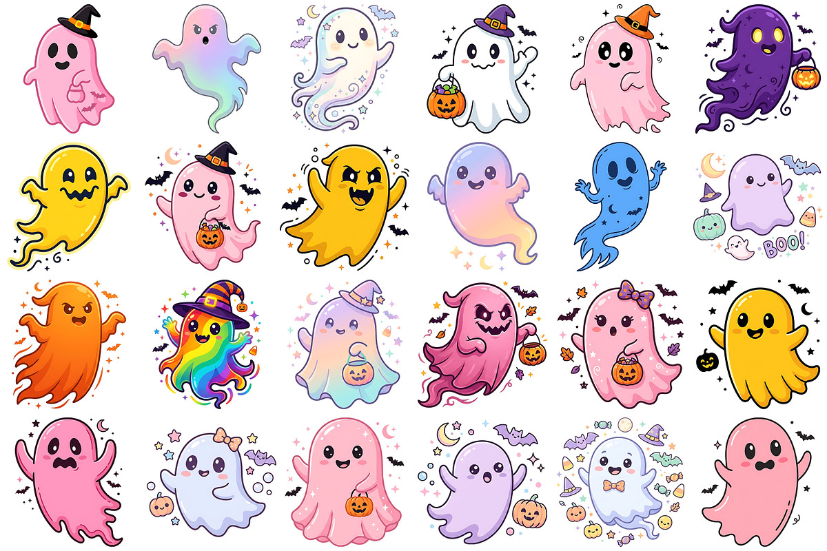 Halloween Spooky Ghost Clipart, a Seasonal Illustration by Forhadx5 (Photo 7 of 11)