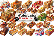 Granola Bar Watercolor Clipart, an Illustration by Black Bird Studio (Thumbnail 1 of 6)