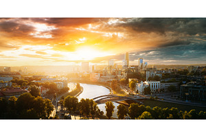 Sunset Sunrise Cityscape Of Vilnius, an Architecture Photo by Our Amazing World