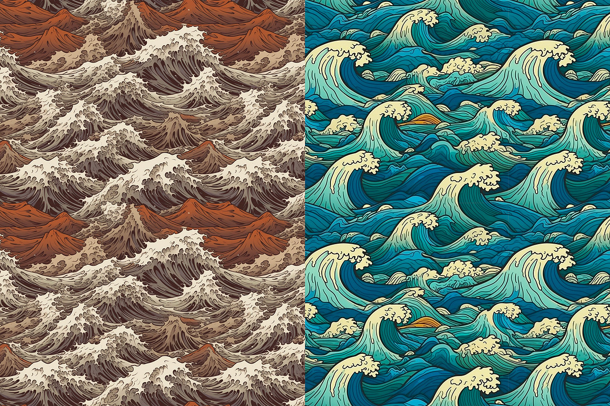 Waves of Japan: Seamless Patterns, a Pattern Graphic by TheBlackPixelCo (Photo 3 of 8)